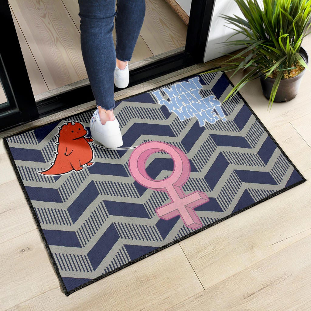 I Want What Wants Me Orange Dino Female Icon Door Mat Home Decor