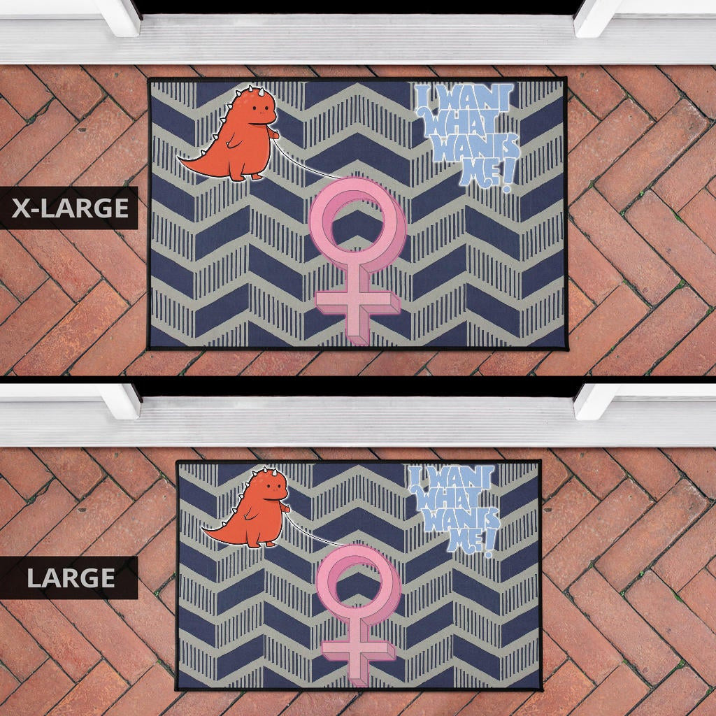 I Want What Wants Me Orange Dino Female Icon Door Mat Home Decor