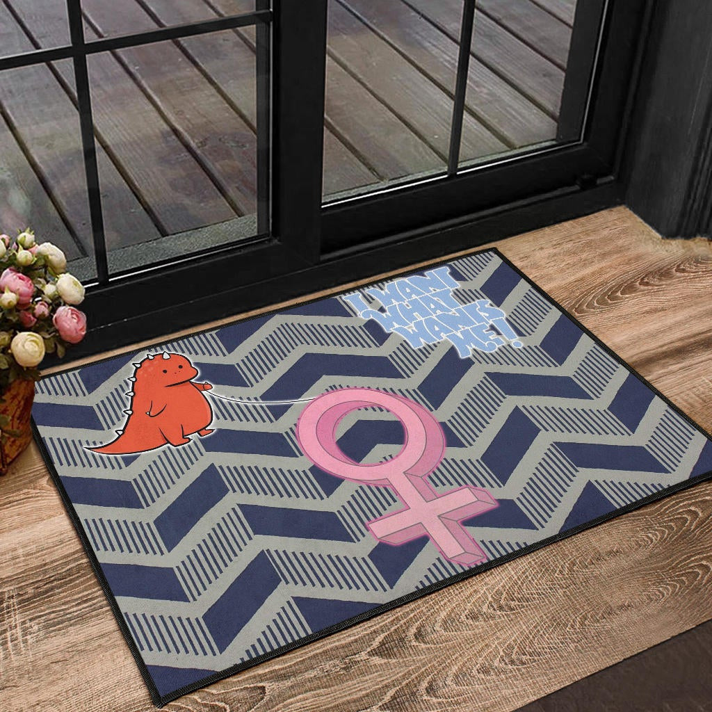 I Want What Wants Me Orange Dino Female Icon Door Mat Home Decor