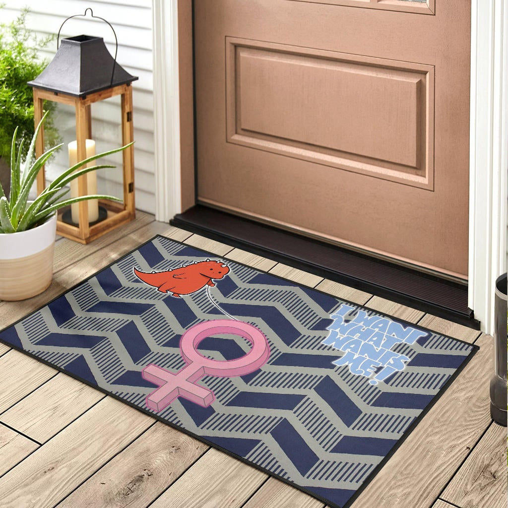 I Want What Wants Me Orange Dino Female Icon Door Mat Home Decor