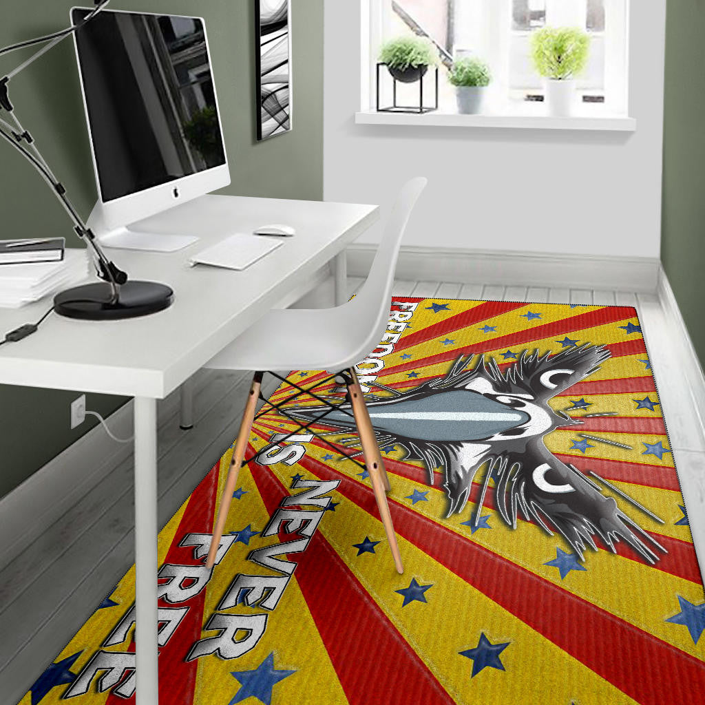 US Independence Day Eagle Minimal Face Freedom Is Never Free Area Rug Home Decor