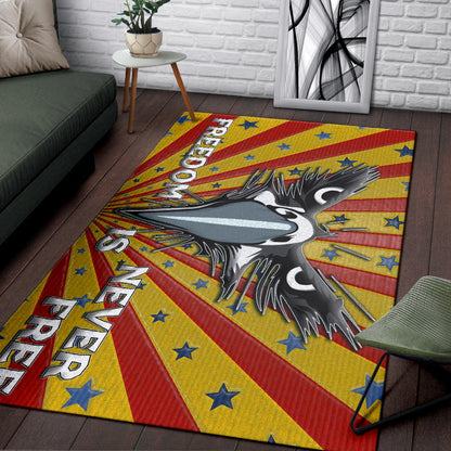 US Independence Day Eagle Minimal Face Freedom Is Never Free Area Rug Home Decor