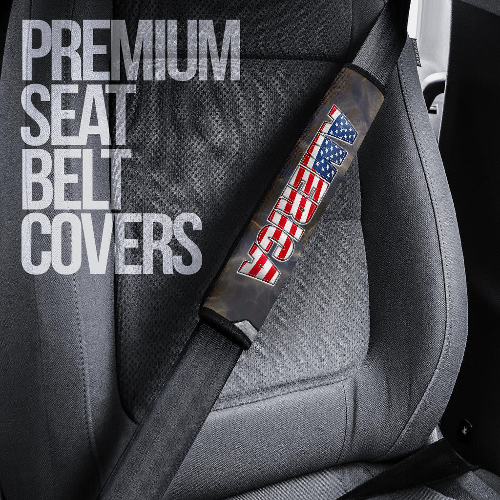 US Independence Day Minimal Eagle Head With US Flag Seat Belt Covers
