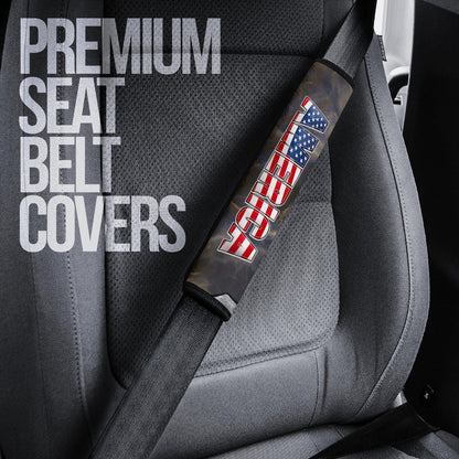 US Independence Day Minimal Eagle Head With US Flag Seat Belt Covers