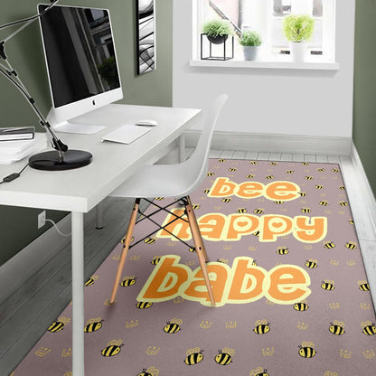 Bee Happy Babe Cute Tiny Patterns Area Rug Home Decor