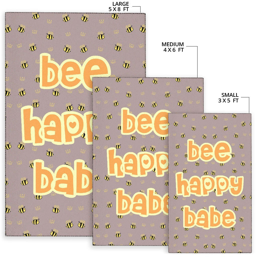 Bee Happy Babe Cute Tiny Patterns Area Rug Home Decor