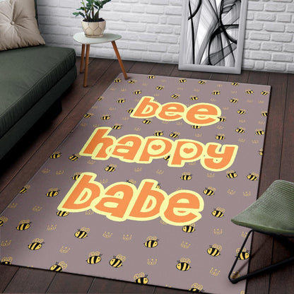 Bee Happy Babe Cute Tiny Patterns Area Rug Home Decor