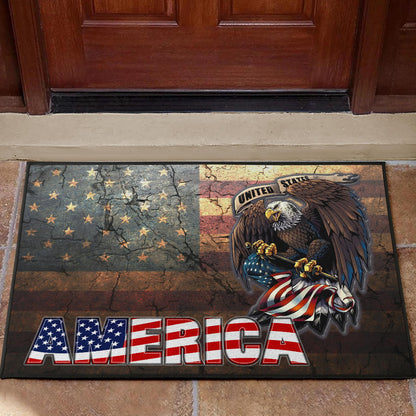US Independence Day Bald Eagle Broken US Flag Door Mat Home Decor