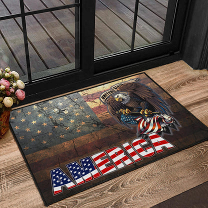 US Independence Day Bald Eagle Broken US Flag Door Mat Home Decor