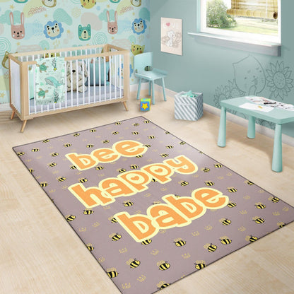 Bee Happy Babe Cute Tiny Patterns Area Rug Home Decor