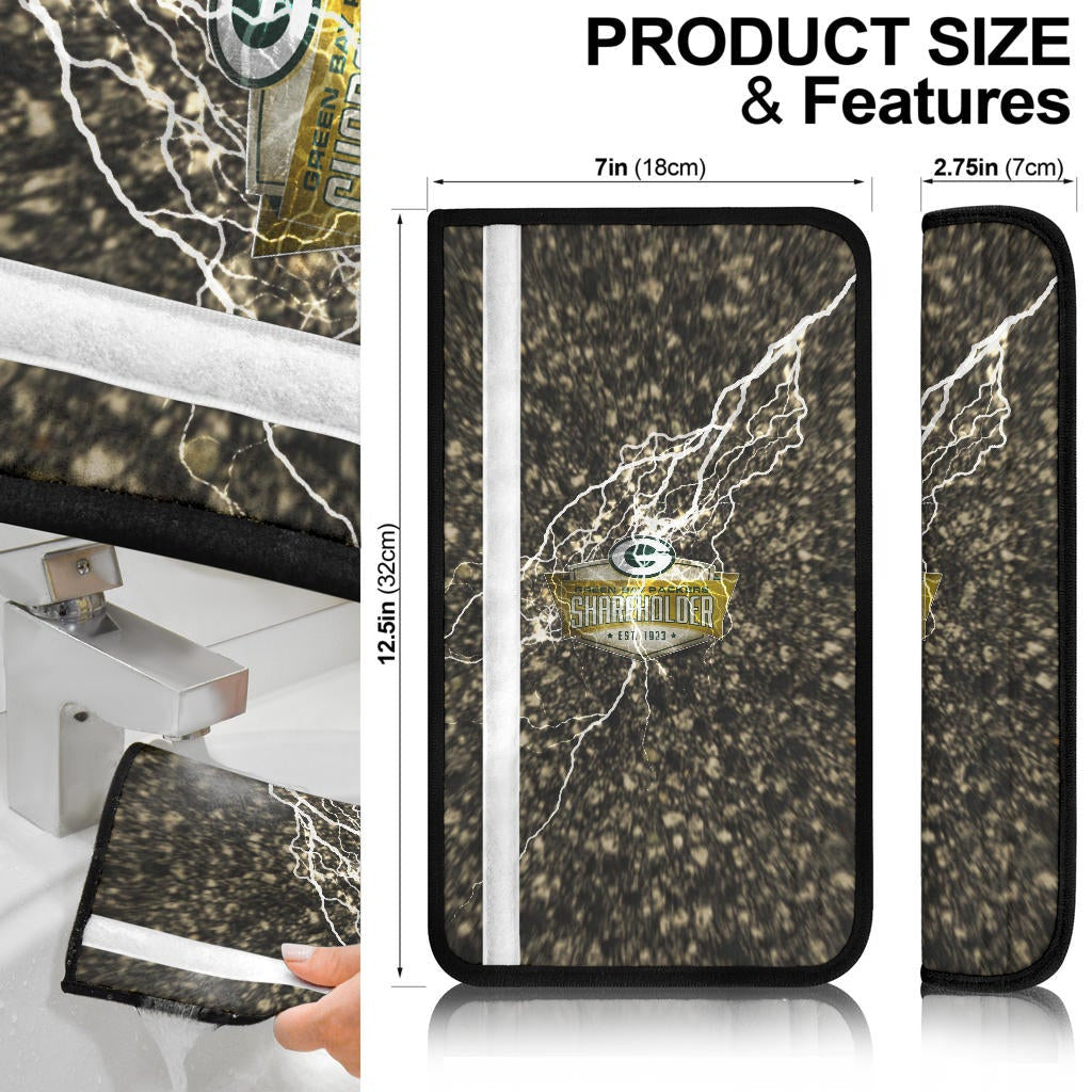 Green Bay Packers American Football G Shareholders Est 1923 Lightning Seat Belt Covers