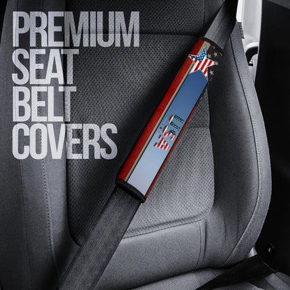 US Independence Day Funny Bald Eagle Face USA Star Flag Seat Belt Covers