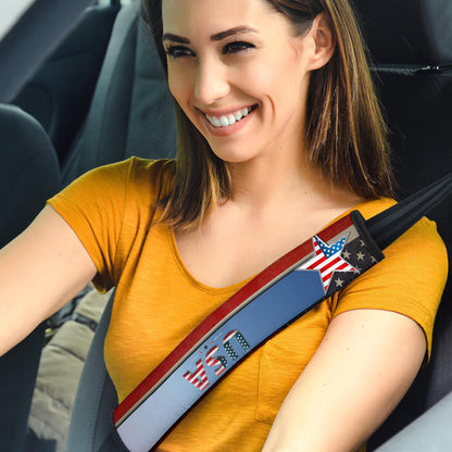 US Independence Day Funny Bald Eagle Face USA Star Flag Seat Belt Covers