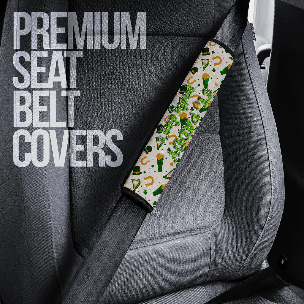 Saint Patrick's Leprechauns Drinking Beers St. Patrick Symbols Patterns Seat Belt Covers
