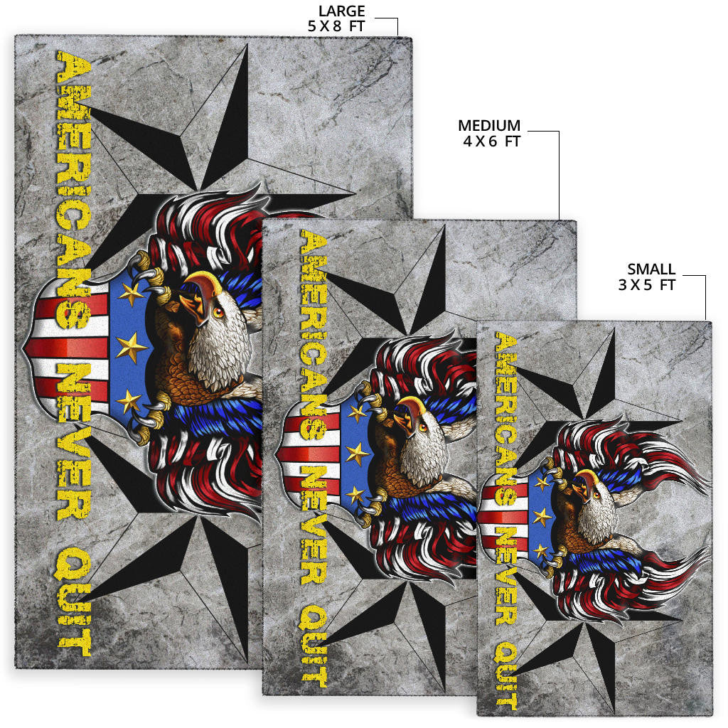 US Independence Day Americans Never Quit Eagle With Flag Area Rug Home Decor
