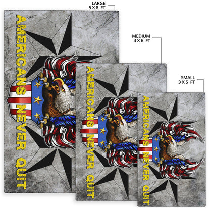US Independence Day Americans Never Quit Eagle With Flag Area Rug Home Decor