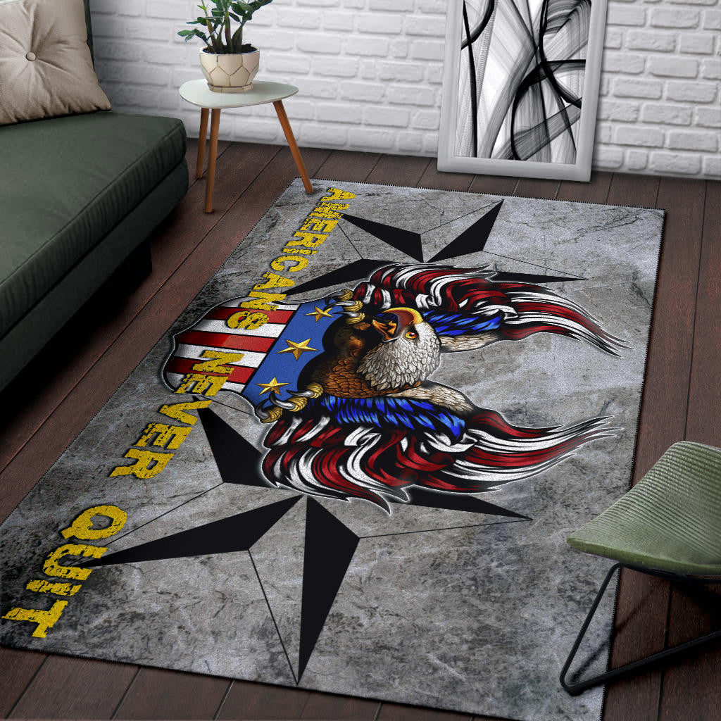 US Independence Day Americans Never Quit Eagle With Flag Area Rug Home Decor