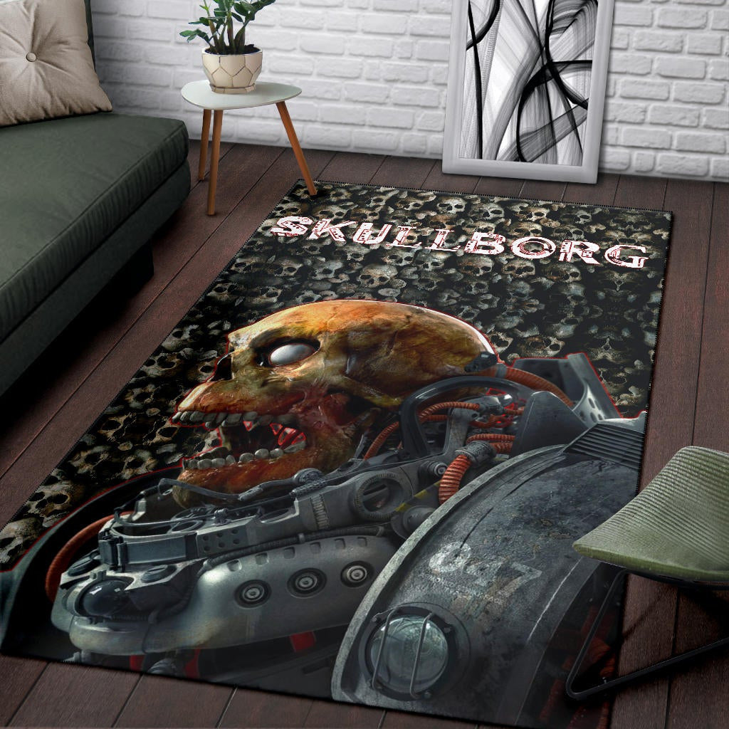Horror Movie Robot Skullborg Skull Background Area Rug Home Decor