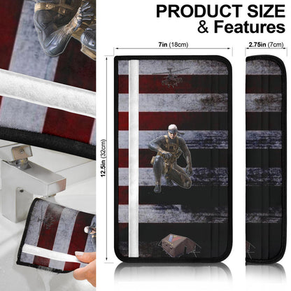 US Independence Day Captain Soldier US Flag Seat Belt Covers