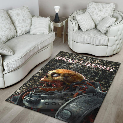 Horror Movie Robot Skullborg Skull Background Area Rug Home Decor