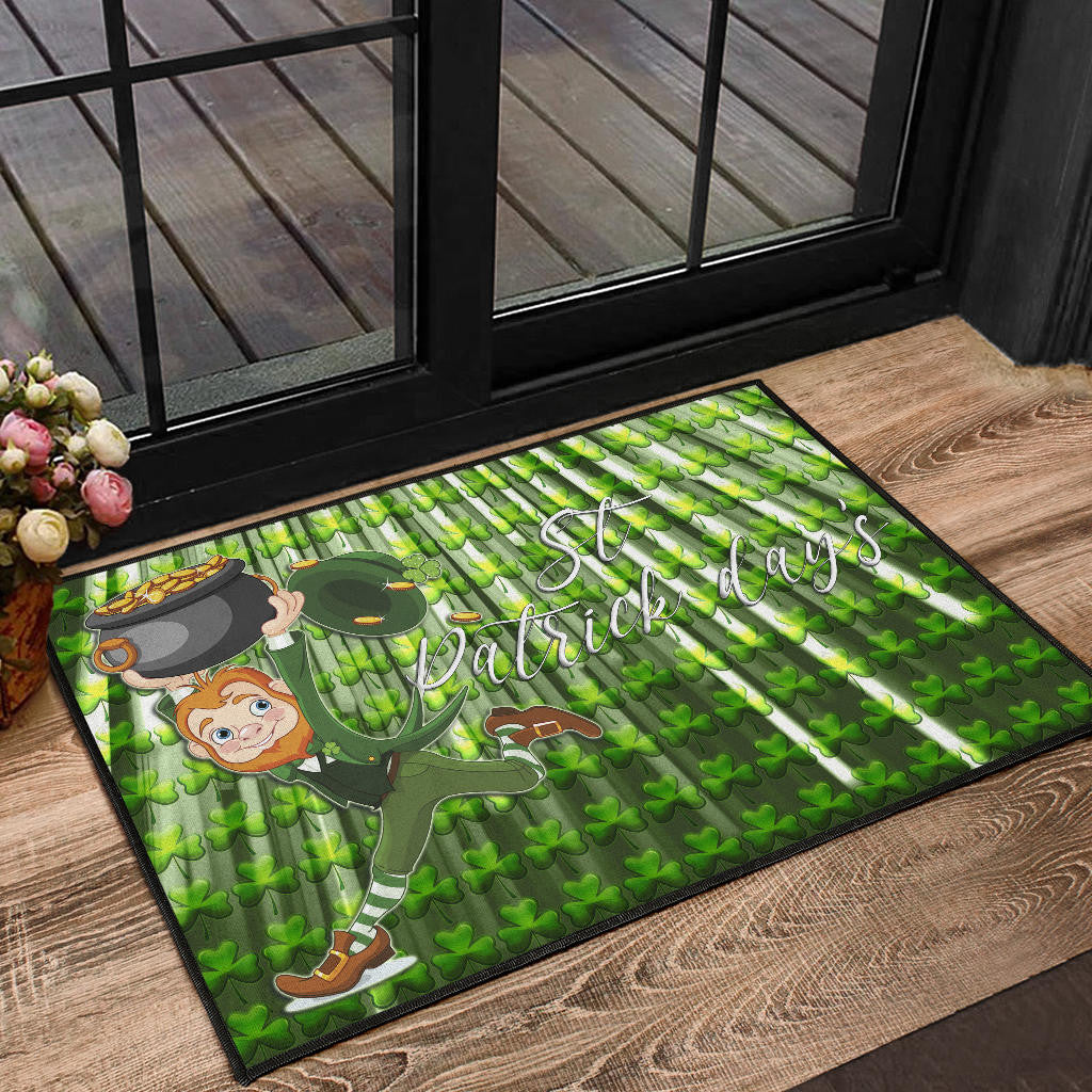 Saint Patrick's Leprechauns Stealing Pot Of Gold Coins Door Mat Home Decor