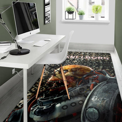 Horror Movie Robot Skullborg Skull Background Area Rug Home Decor