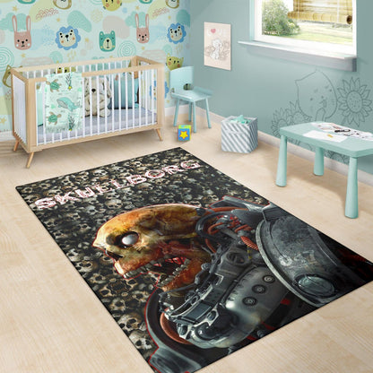 Horror Movie Robot Skullborg Skull Background Area Rug Home Decor