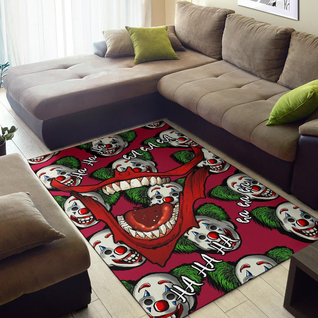 Horror Movie Joker Laughing Mouth Joker Clown Face Patterns Area Rug Home Decor