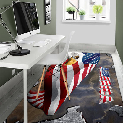 US Independence Day Minimal Eagle Head With US Flag Area Rug Home Decor