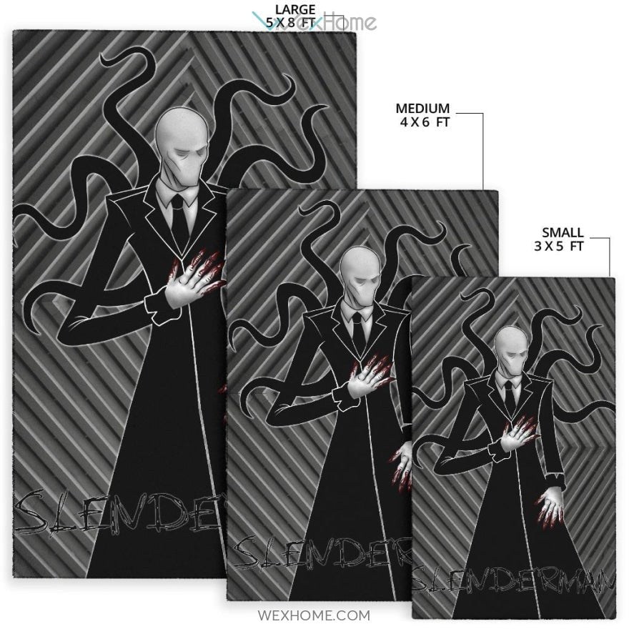 Horror Movie Slenderman Minimal Fanart Black White Area Rug Home Decor