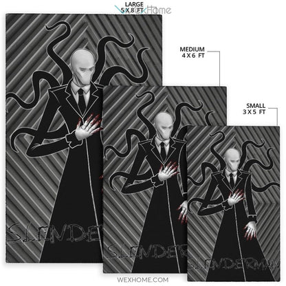 Horror Movie Slenderman Minimal Fanart Black White Area Rug Home Decor
