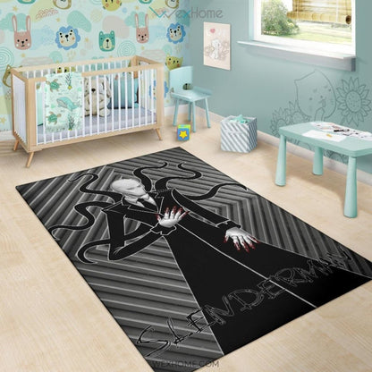 Horror Movie Slenderman Minimal Fanart Black White Area Rug Home Decor