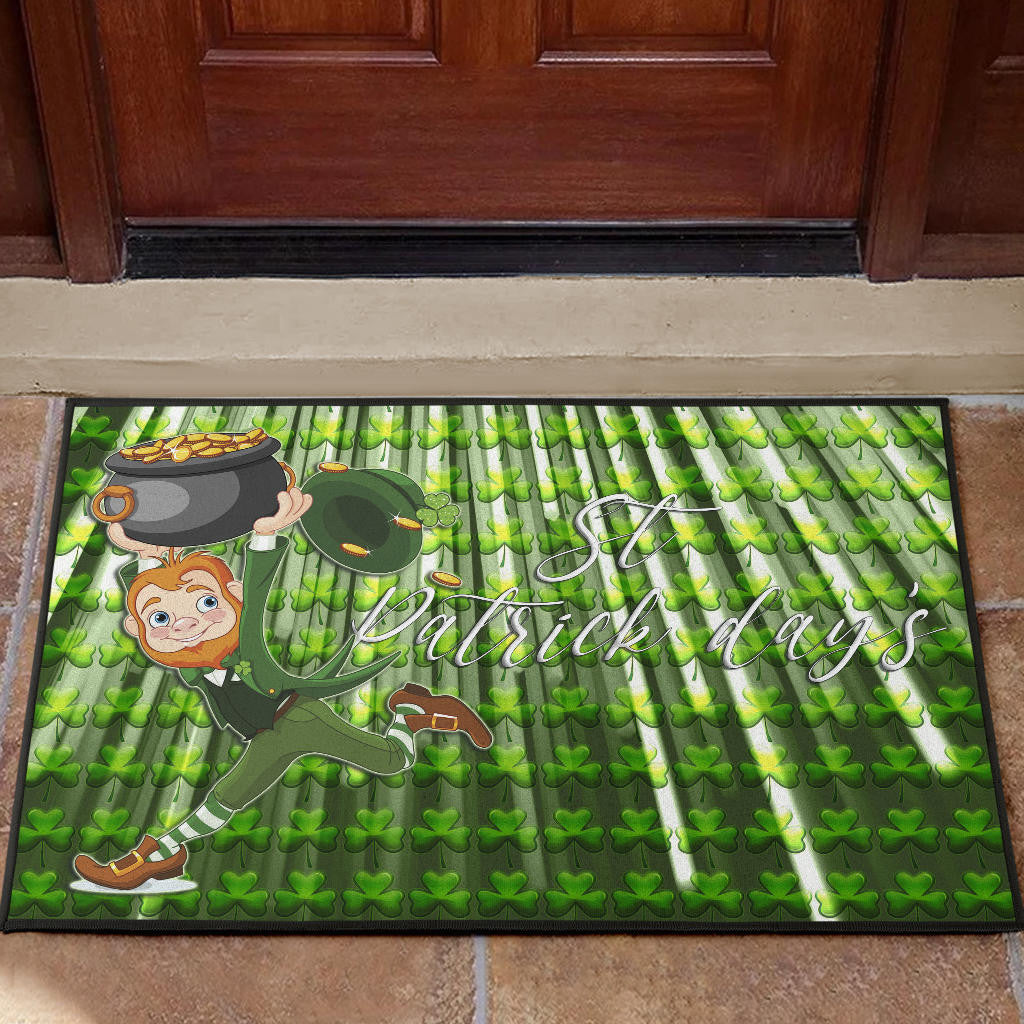 Saint Patrick's Leprechauns Stealing Pot Of Gold Coins Door Mat Home Decor