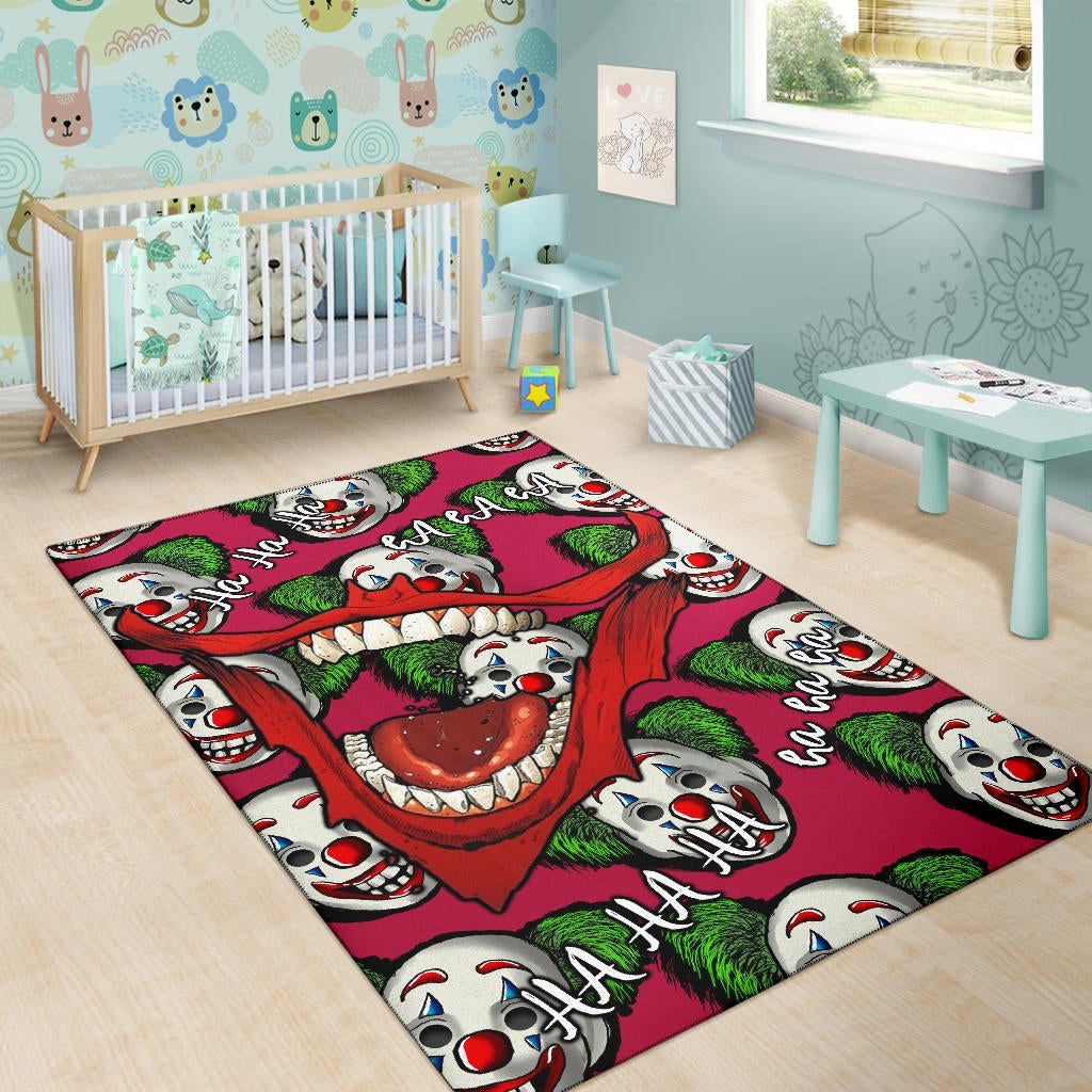 Horror Movie Joker Laughing Mouth Joker Clown Face Patterns Area Rug Home Decor