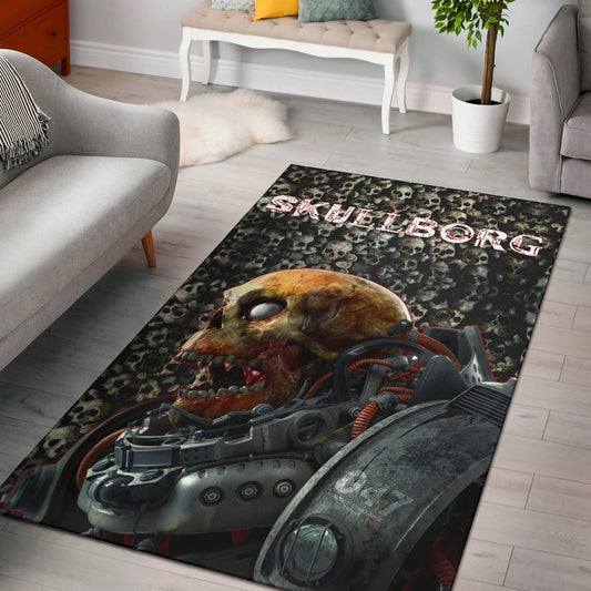 Horror Movie Robot Skullborg Skull Background Area Rug Home Decor