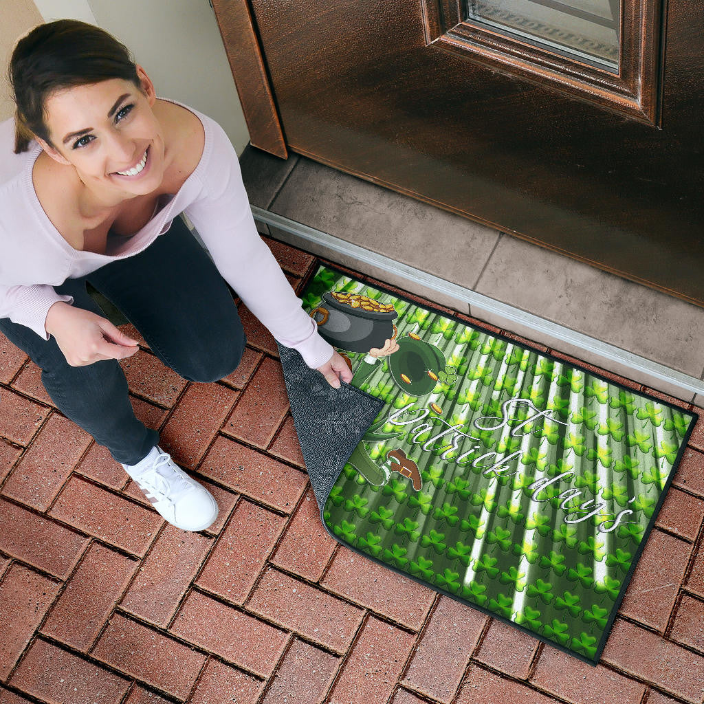 Saint Patrick's Leprechauns Stealing Pot Of Gold Coins Door Mat Home Decor