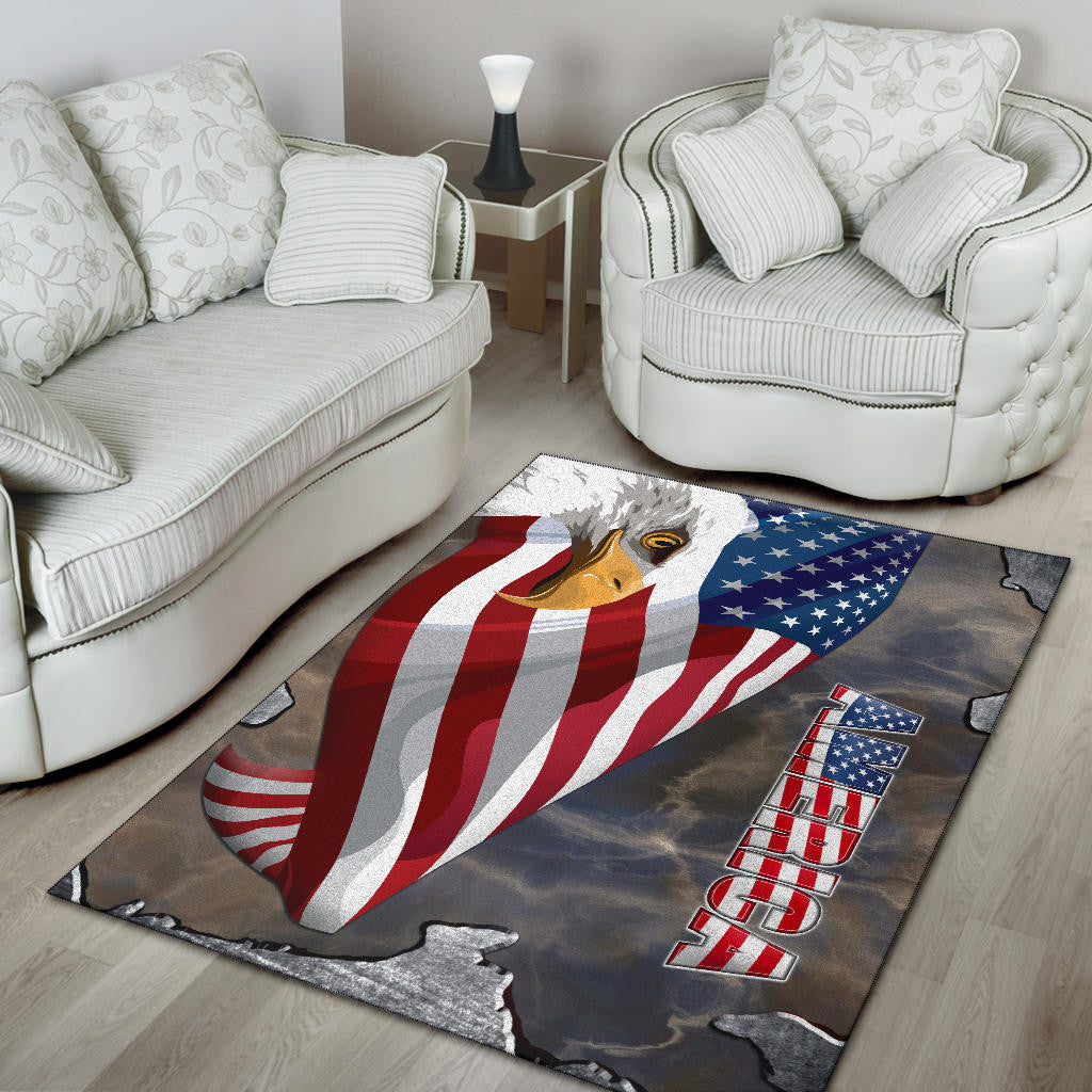 US Independence Day Minimal Eagle Head With US Flag Area Rug Home Decor
