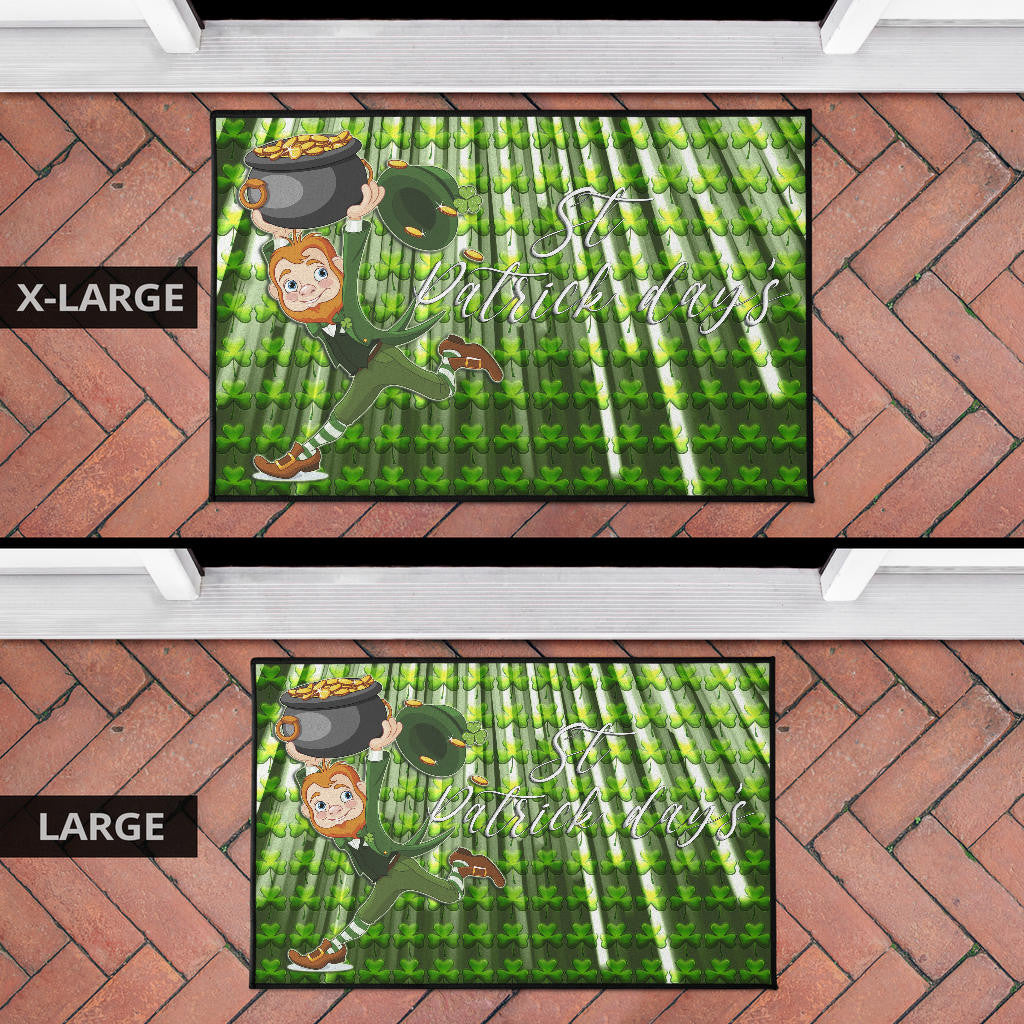 Saint Patrick's Leprechauns Stealing Pot Of Gold Coins Door Mat Home Decor