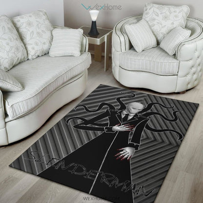 Horror Movie Slenderman Minimal Fanart Black White Area Rug Home Decor