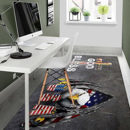 US Independence Day Eagle Emerging From Claw Scratch God Bless Area Rug Home Decor