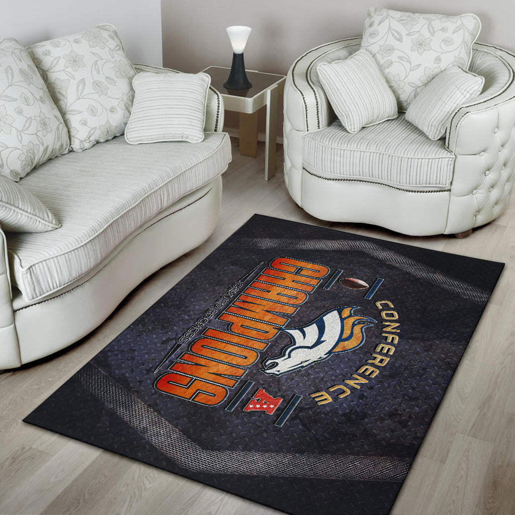 Denver American Football Broncos Broncos Champions On Steel Background Area Rug Home Decor