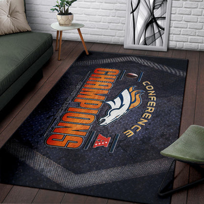 Denver American Football Broncos Broncos Champions On Steel Background Area Rug Home Decor