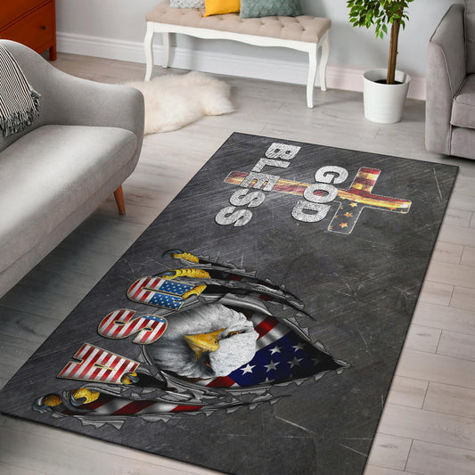 US Independence Day Eagle Emerging From Claw Scratch God Bless Area Rug Home Decor