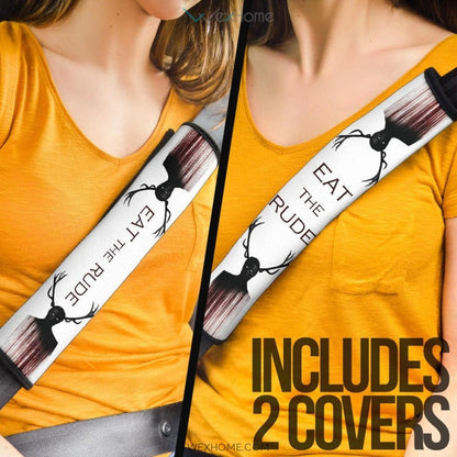Horror Movie Eat The Rude Human With Deer Antler Seat Belt Covers