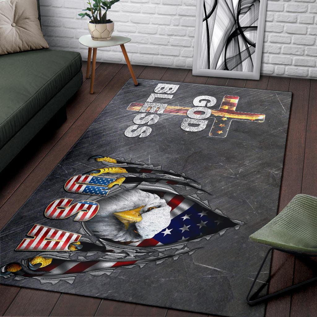 US Independence Day Eagle Emerging From Claw Scratch God Bless Area Rug Home Decor