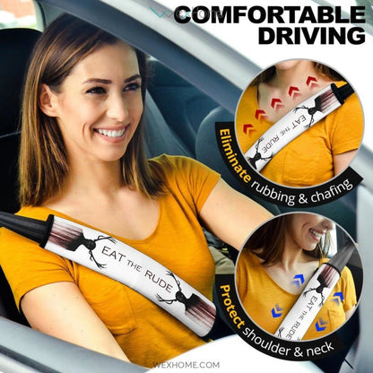Horror Movie Eat The Rude Human With Deer Antler Seat Belt Covers