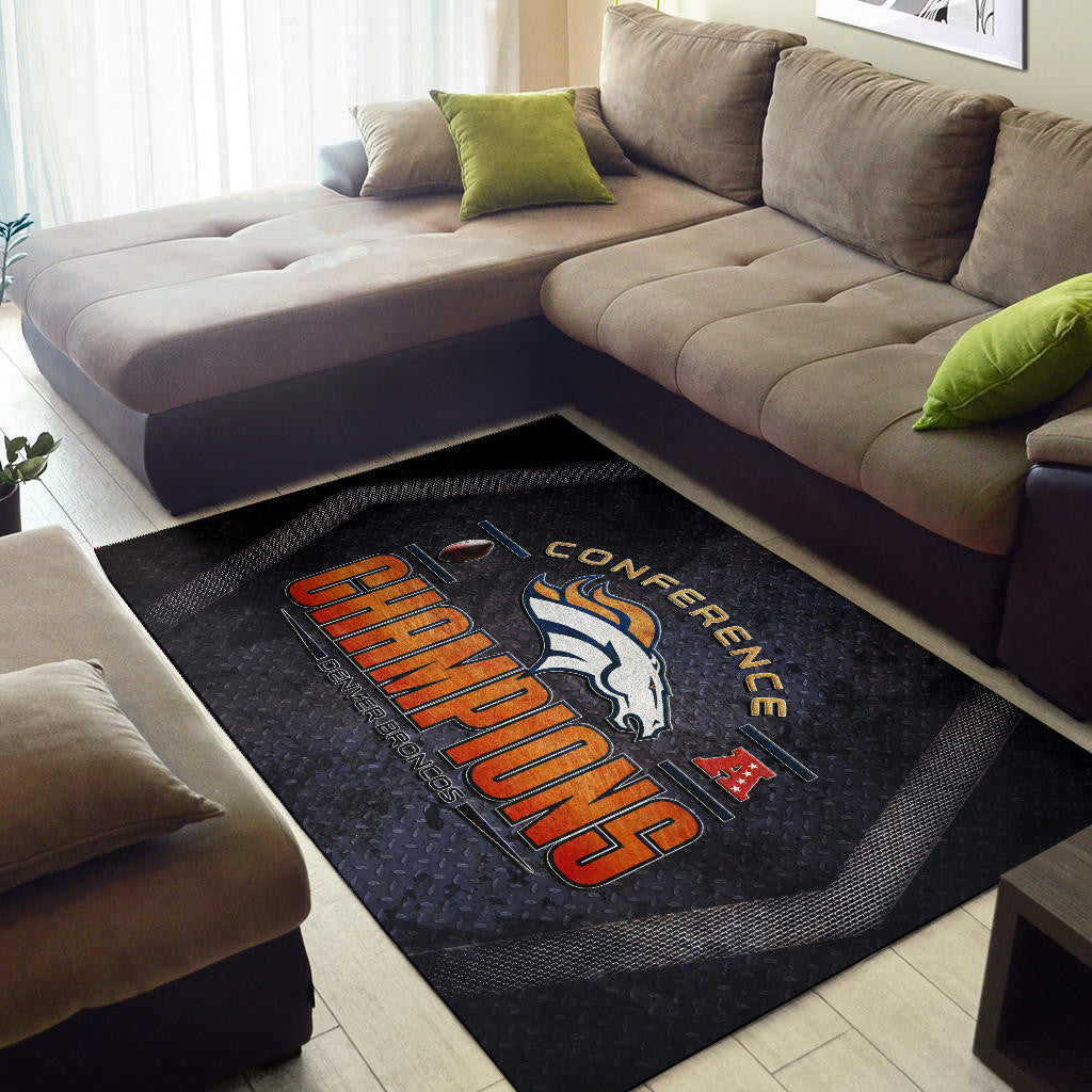 Denver American Football Broncos Broncos Champions On Steel Background Area Rug Home Decor