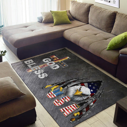 US Independence Day Eagle Emerging From Claw Scratch God Bless Area Rug Home Decor