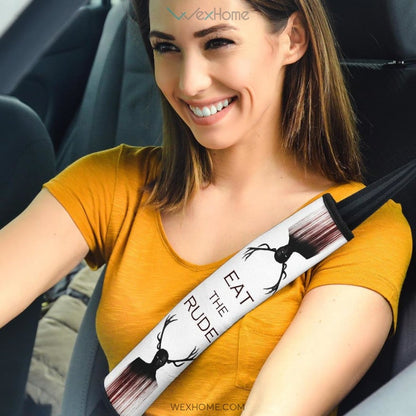 Horror Movie Eat The Rude Human With Deer Antler Seat Belt Covers