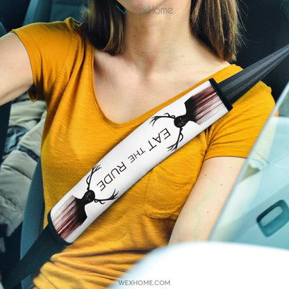 Horror Movie Eat The Rude Human With Deer Antler Seat Belt Covers